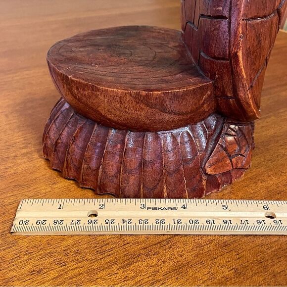 Hand Carved Wooden Turtle Wine Bottle Holder - Picture 13 of 15